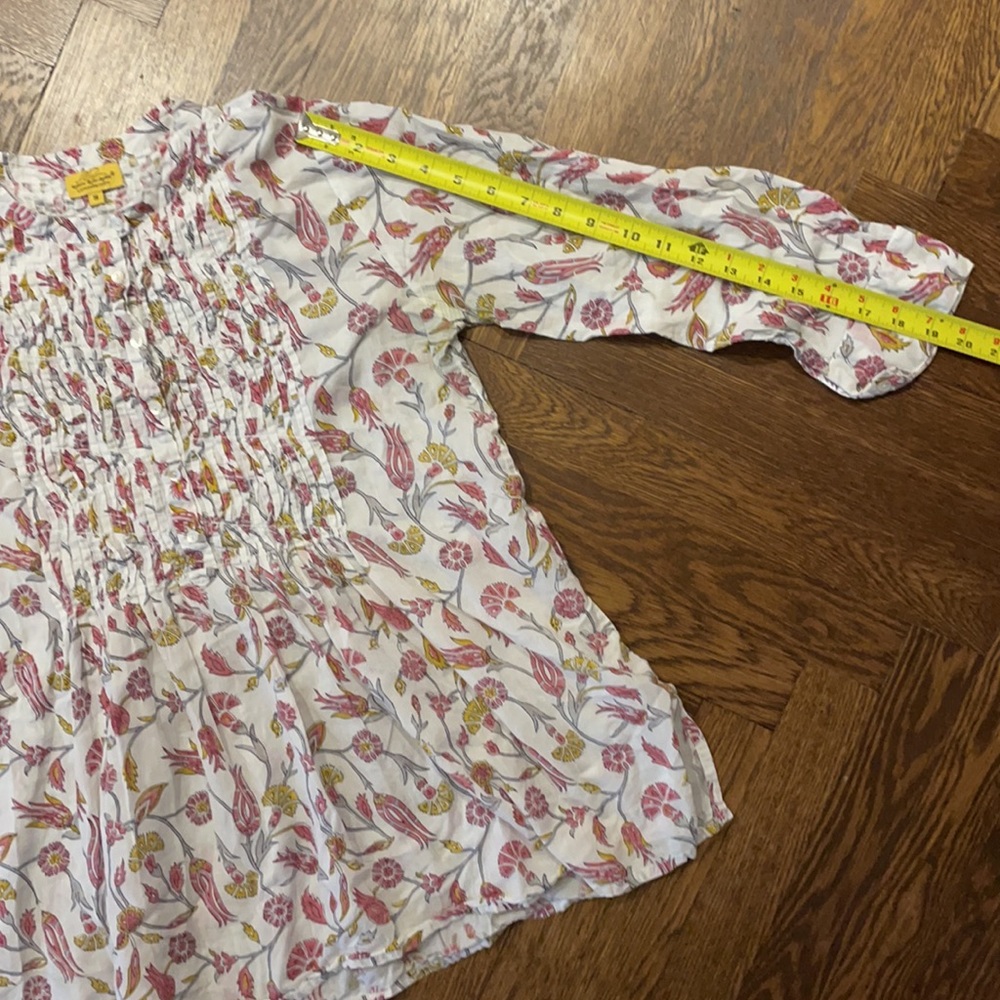Roberta Roller Rabbit Floral Pintuck Long Sleeve Tunic Top - Picture 3 of 16